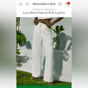 Abercrombie Linen-Blend Tailored Wide Leg Pants